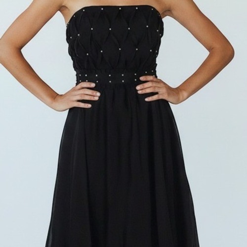 White House Black Market Dress Strapless Cocktail 2 Black Coquette Glam Party